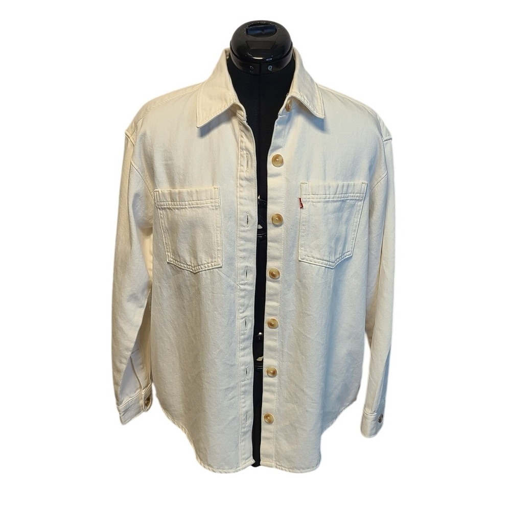 Levi's Women's Relaxed Fit Denim Shirt Jacket Off White Ecru XS New With Tags